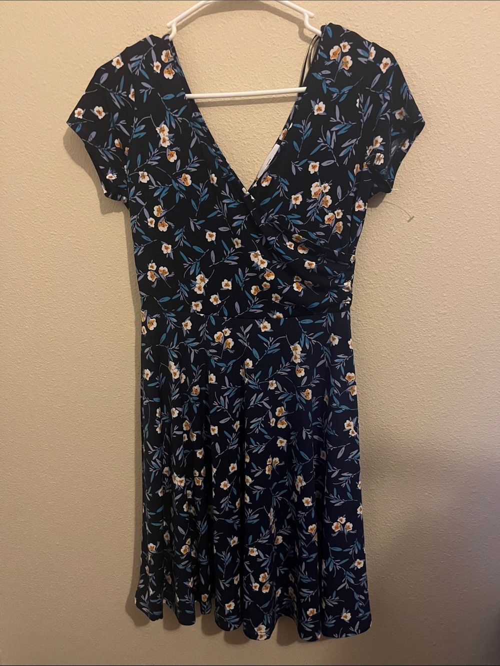 Kaileigh Navy Floral Faux Wrap Dress